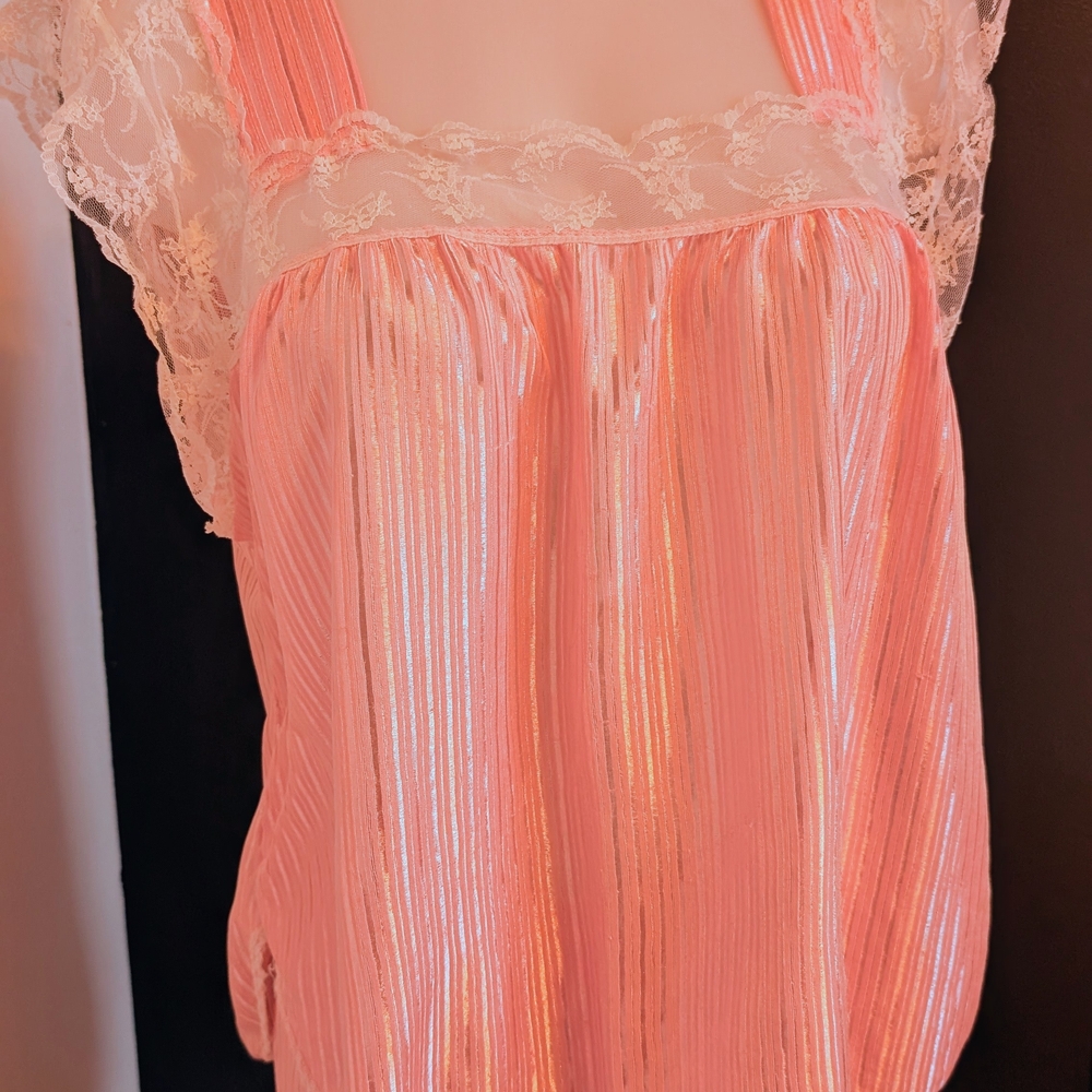 Elegant Pink Lace Trim Sleepwear